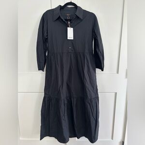 Quince 100% Organic Cotton Poplin Midi Tunic Dress Black Small NWT